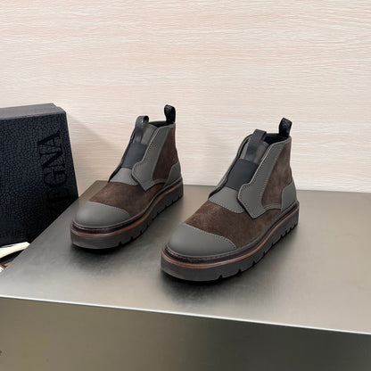 SUEDE LEATHER MIXED ANKLE MEN'S BOOT