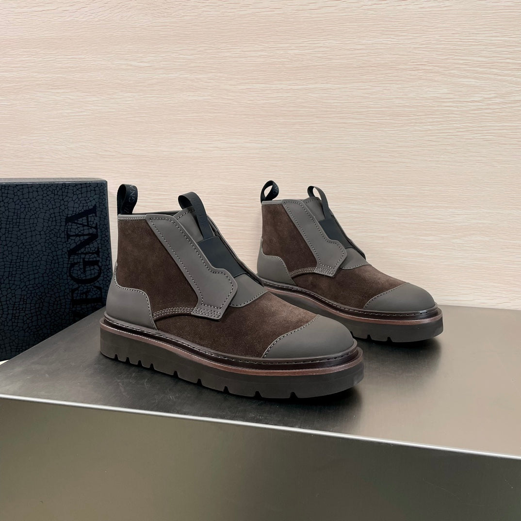 SUEDE LEATHER MIXED ANKLE MEN'S BOOT