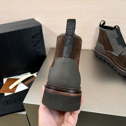 SUEDE LEATHER MIXED ANKLE MEN'S BOOT