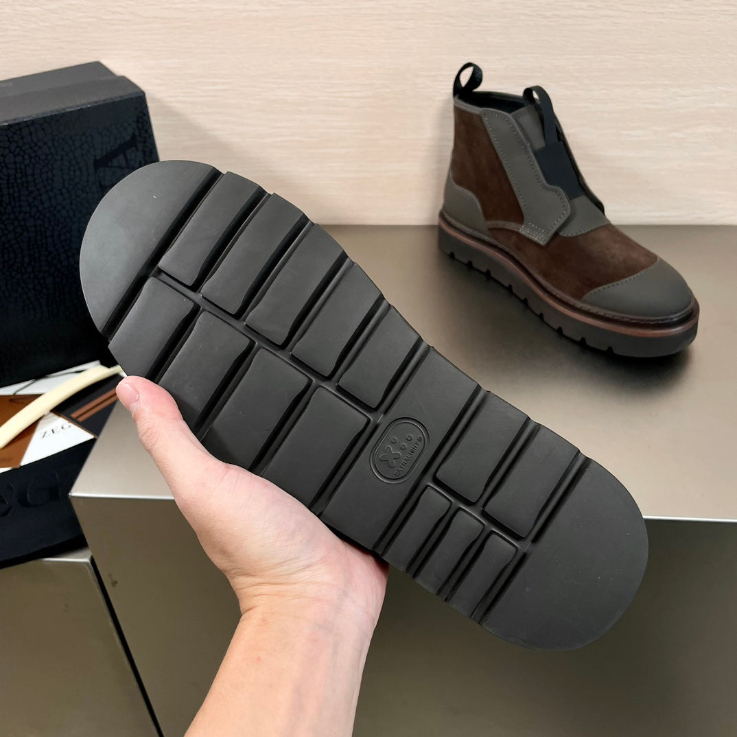 SUEDE LEATHER MIXED ANKLE MEN'S BOOT