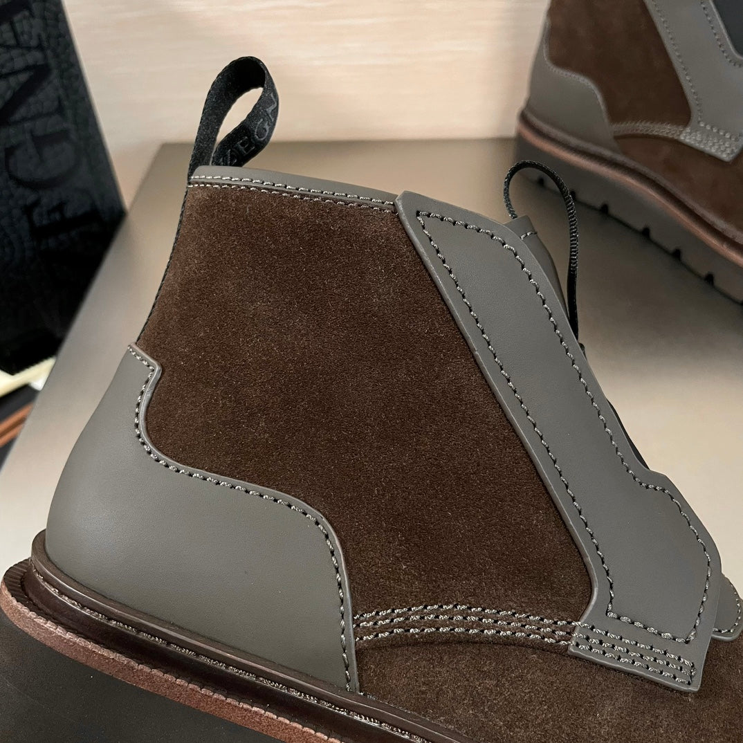 SUEDE LEATHER MIXED ANKLE MEN'S BOOT