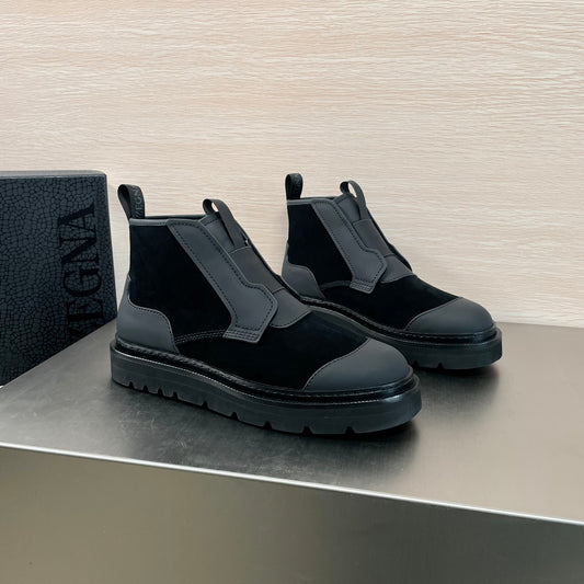 SUEDE LEATHER MIXED ANKLE MEN'S BOOT