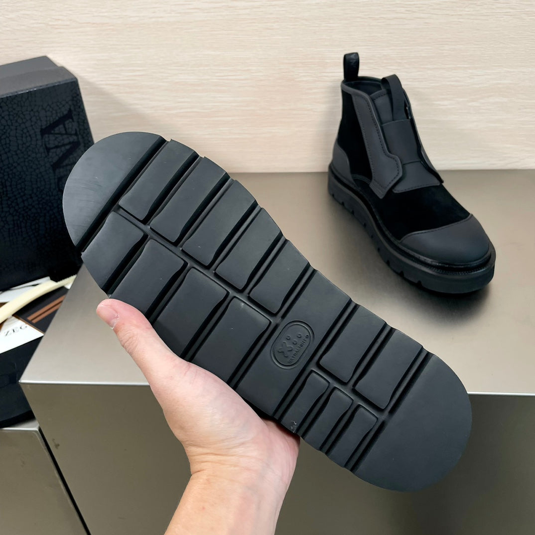 SUEDE LEATHER MIXED ANKLE MEN'S BOOT