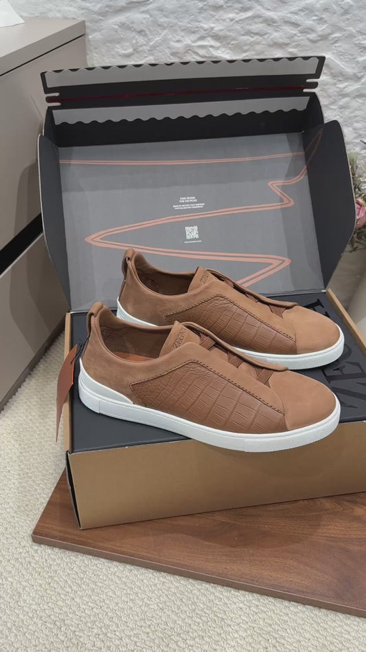 SECOND SKIN MEN’S SNEAKERS – CROCODILE LEATHE